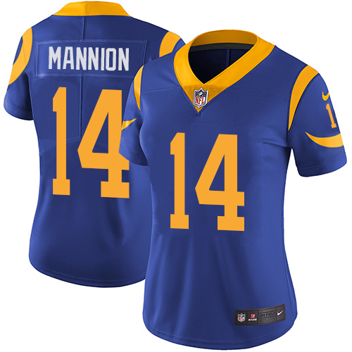 Women's Nike Los Angeles Rams #14 Sean Mannion Royal Blue Alternate Vapor Untouchable Elite Player NFL Jersey