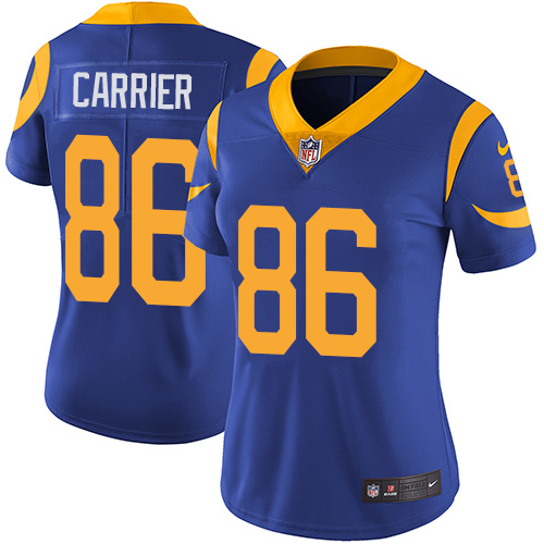 Women's Nike Los Angeles Rams #86 Derek Carrier Royal Blue Alternate Vapor Untouchable Elite Player NFL Jersey