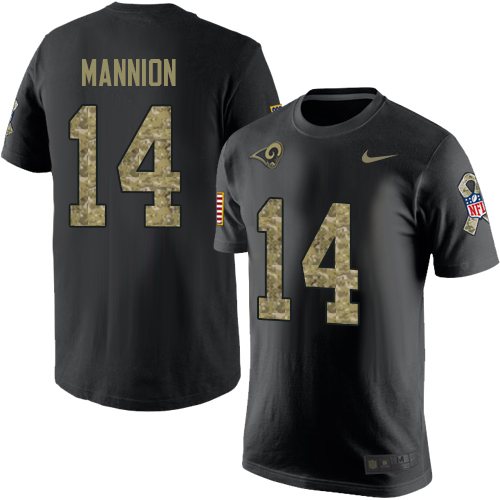 Men's Nike Los Angeles Rams #14 Sean Mannion Black Camo Salute to Service T-Shirt