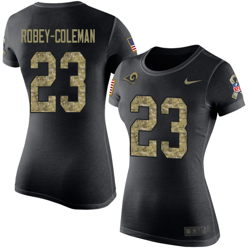 Women's Nike Los Angeles Rams #23 Nickell Robey-Coleman Black Camo Salute to Service T-Shirt