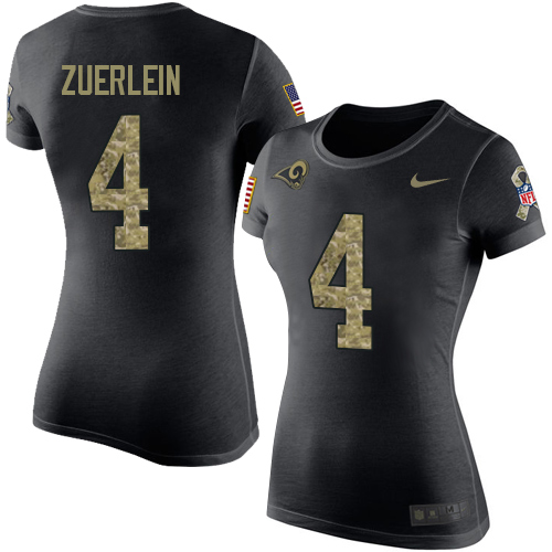 Women's Nike Los Angeles Rams #4 Greg Zuerlein Black Camo Salute to Service T-Shirt