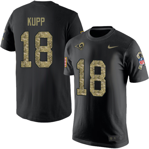 Men's Nike Los Angeles Rams #18 Cooper Kupp Black Camo Salute to Service T-Shirt