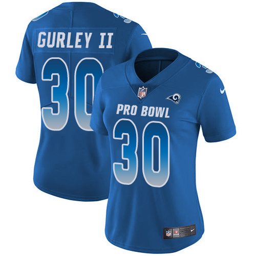 Women's Nike Los Angeles Rams #30 Todd Gurley Limited Royal Blue 2018 Pro Bowl NFL Jersey