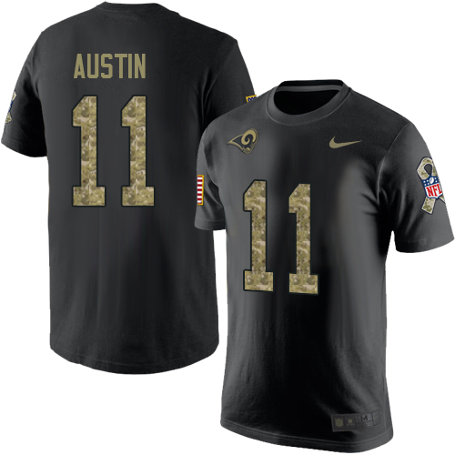 Men's Nike Los Angeles Rams #11 Tavon Austin Black Camo Salute to Service T-Shirt