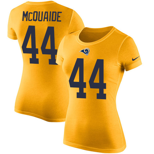 Women's Nike Los Angeles Rams #44 Jacob McQuaide Gold Rush Pride Name & Number T-Shirt