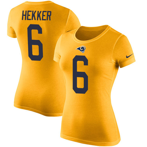 Women's Nike Los Angeles Rams #6 Johnny Hekker Gold Rush Pride Name & Number T-Shirt