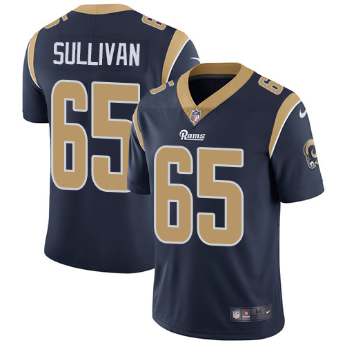 Men's Nike Los Angeles Rams #65 John Sullivan Navy Blue Team Color Vapor Untouchable Limited Player NFL Jersey