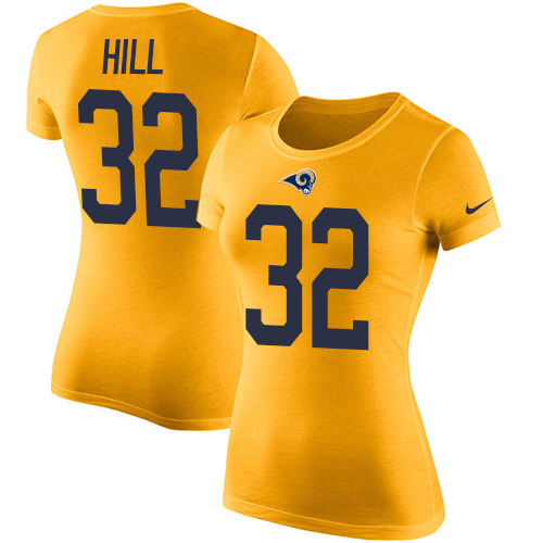 Women's Nike Los Angeles Rams #32 Troy Hill Gold Rush Pride Name & Number T-Shirt