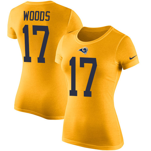Women's Nike Los Angeles Rams #17 Robert Woods Gold Rush Pride Name & Number T-Shirt