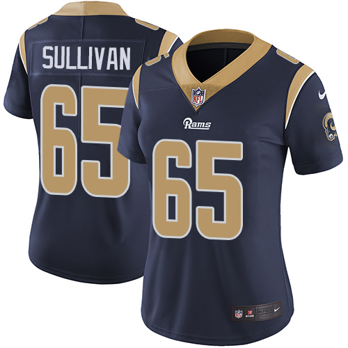 Women's Nike Los Angeles Rams #65 John Sullivan Navy Blue Team Color Vapor Untouchable Elite Player NFL Jersey