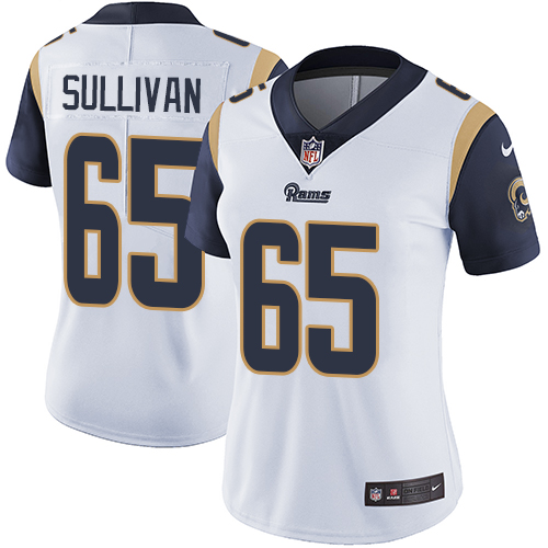 Women's Nike Los Angeles Rams #65 John Sullivan White Vapor Untouchable Limited Player NFL Jersey