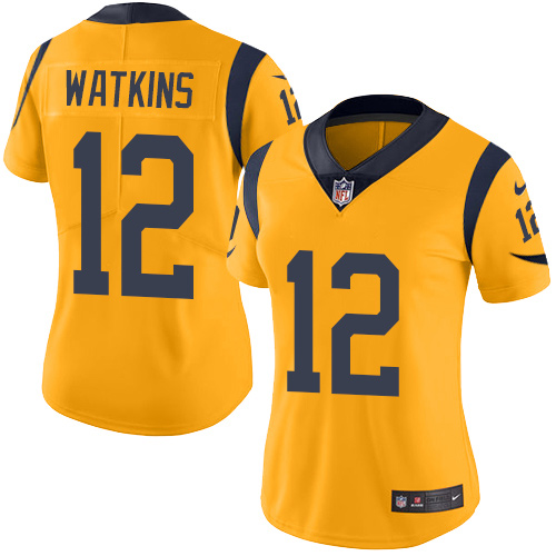 Women's Nike Los Angeles Rams #12 Sammy Watkins Limited Gold Rush Vapor Untouchable NFL Jersey