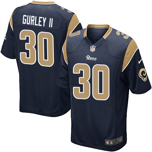 Men's Nike Los Angeles Rams #30 Todd Gurley Game Navy Blue Team Color NFL Jersey