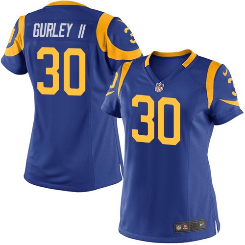 Women's Nike Los Angeles Rams #30 Todd Gurley Game Royal Blue Alternate NFL Jersey
