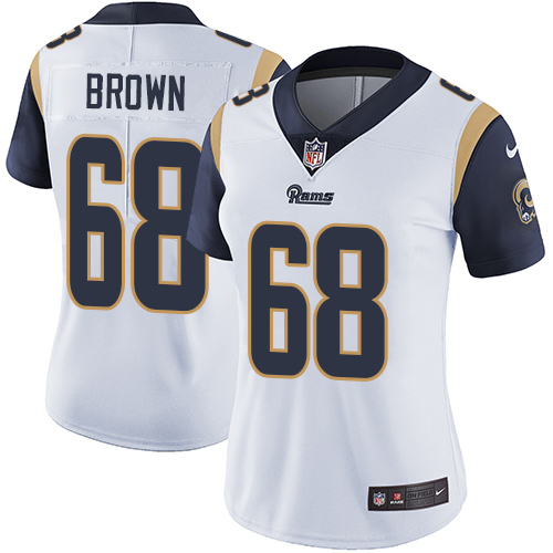 Women's Nike Los Angeles Rams #68 Jamon Brown White Vapor Untouchable Elite Player NFL Jersey