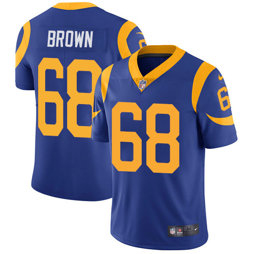 Youth Nike Los Angeles Rams #68 Jamon Brown Royal Blue Alternate Vapor Untouchable Limited Player NFL Jersey