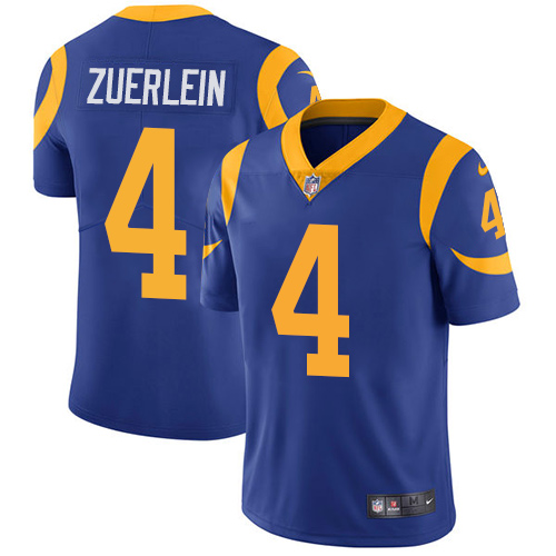 Men's Nike Los Angeles Rams #4 Greg Zuerlein Royal Blue Alternate Vapor Untouchable Limited Player NFL Jersey