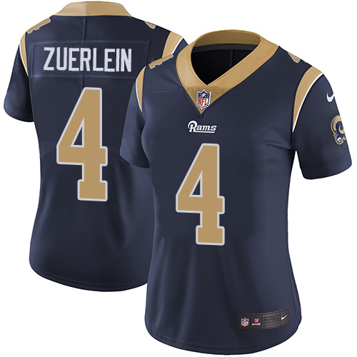Women's Nike Los Angeles Rams #4 Greg Zuerlein Navy Blue Team Color Vapor Untouchable Elite Player NFL Jersey