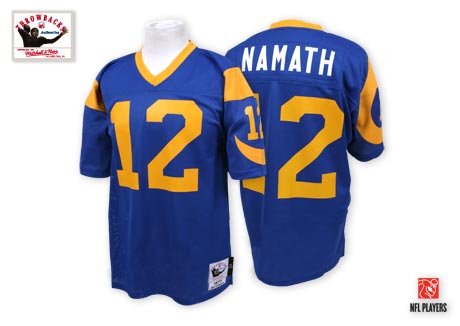 Mitchell and Ness Los Angeles Rams #12 Joe Namath Authentic Blue Throwback NFL Jersey