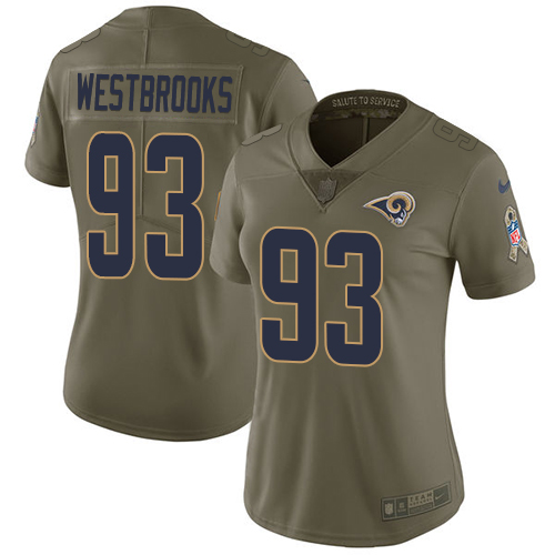 Women's Nike Los Angeles Rams #93 Ethan Westbrooks Limited Olive 2017 Salute to Service NFL Jersey