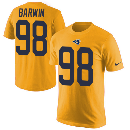 Men's Nike Los Angeles Rams #98 Connor Barwin Gold Rush Pride Name & Number T-Shirt