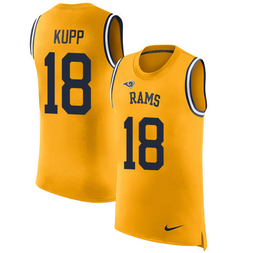 Men's Nike Los Angeles Rams #18 Cooper Kupp Limited Gold Rush Player Name & Number Tank Top NFL Jersey