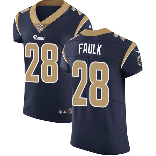 Men's Nike Los Angeles Rams #28 Marshall Faulk Navy Blue Team Color Vapor Untouchable Elite Player NFL Jersey