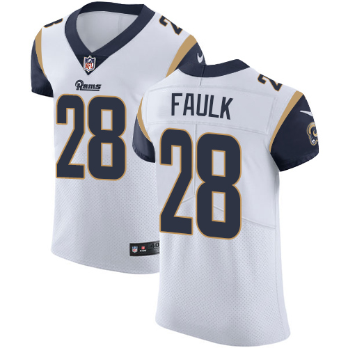 Men's Nike Los Angeles Rams #28 Marshall Faulk White Vapor Untouchable Elite Player NFL Jersey