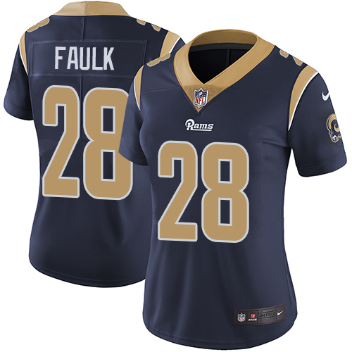 Women's Nike Los Angeles Rams #28 Marshall Faulk Navy Blue Team Color Vapor Untouchable Limited Player NFL Jersey