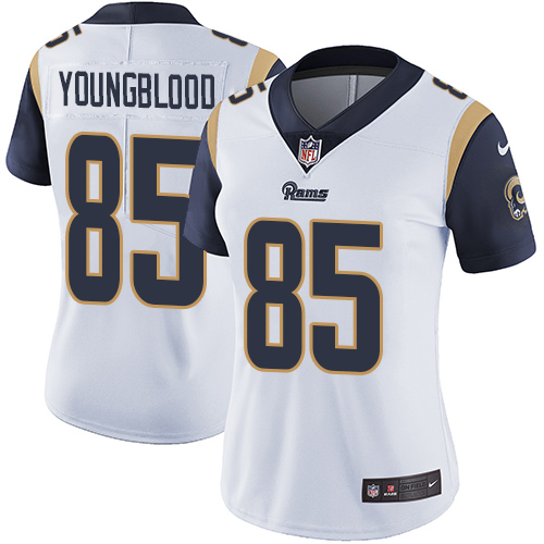 Women's Nike Los Angeles Rams #85 Jack Youngblood White Vapor Untouchable Limited Player NFL Jersey