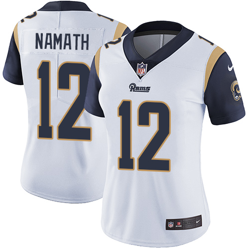 Women's Nike Los Angeles Rams #12 Joe Namath White Vapor Untouchable Elite Player NFL Jersey