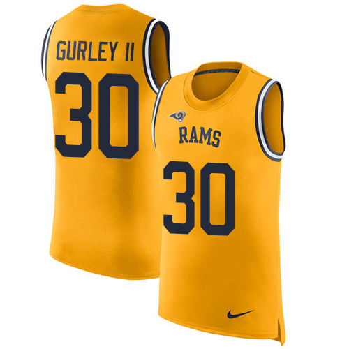 Men's Nike Los Angeles Rams #30 Todd Gurley Limited Gold Rush Player Name & Number Tank Top NFL Jersey