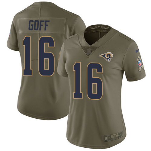 Women's Nike Los Angeles Rams #16 Jared Goff Limited Olive 2017 Salute to Service NFL Jersey