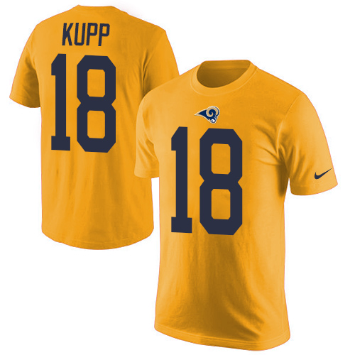 Men's Nike Los Angeles Rams #18 Cooper Kupp Gold Rush Pride Name & Number T-Shirt