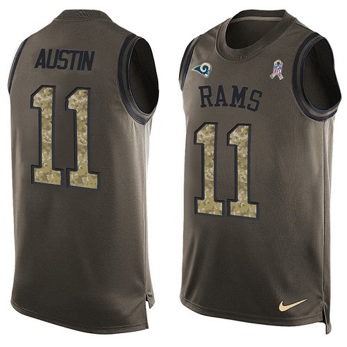 Men's Nike Los Angeles Rams #11 Tavon Austin Limited Green Salute to Service Tank Top NFL Jersey