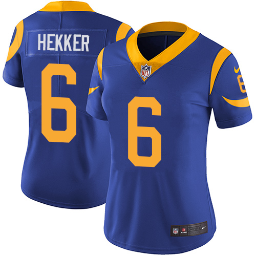 Women's Nike Los Angeles Rams #6 Johnny Hekker Royal Blue Alternate Vapor Untouchable Elite Player NFL Jersey