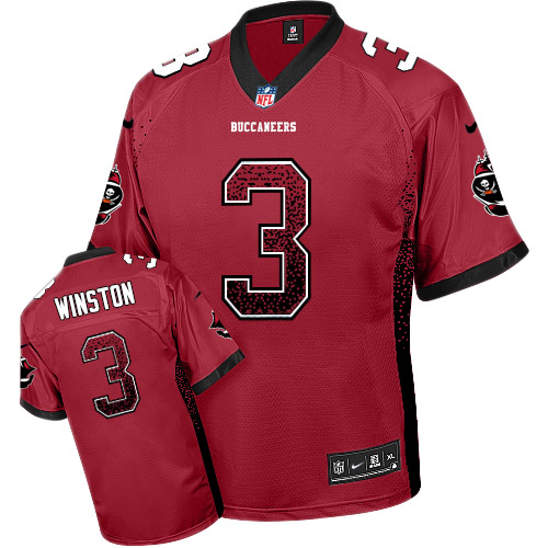 Men's Nike Tampa Bay Buccaneers #3 Jameis Winston Elite Red Drift Fashion NFL Jersey
