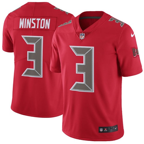 Men's Nike Tampa Bay Buccaneers #3 Jameis Winston Elite Red Rush Vapor Untouchable NFL Jersey