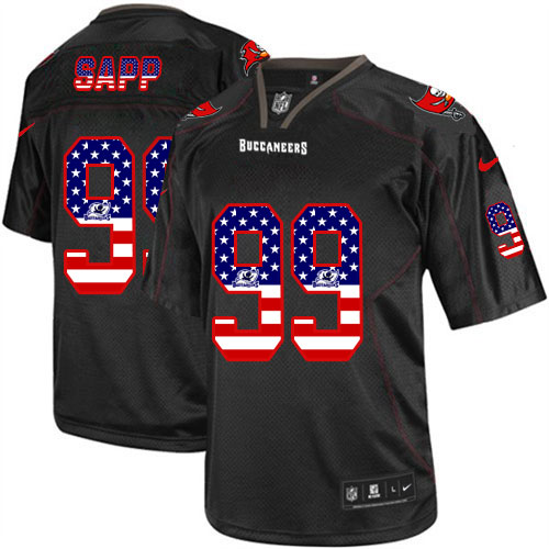 Men's Nike Tampa Bay Buccaneers #99 Warren Sapp Elite Black USA Flag Fashion NFL Jersey