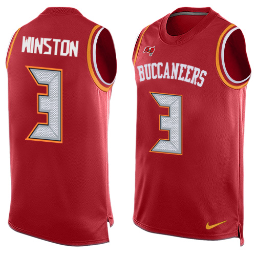 Men's Nike Tampa Bay Buccaneers #3 Jameis Winston Limited Red Player Name & Number Tank Top NFL Jersey