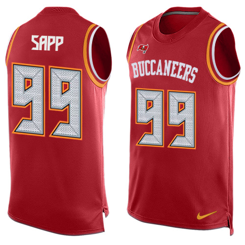 Men's Nike Tampa Bay Buccaneers #99 Warren Sapp Limited Red Player Name & Number Tank Top NFL Jersey