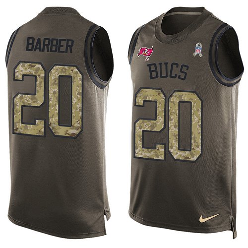 Men's Nike Tampa Bay Buccaneers #20 Ronde Barber Limited Green Salute to Service Tank Top NFL Jersey