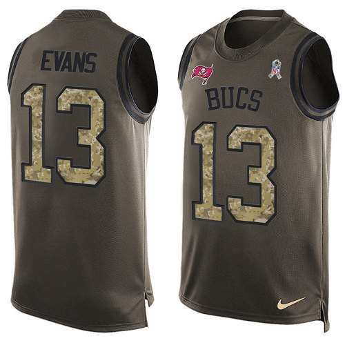 Men's Nike Tampa Bay Buccaneers #13 Mike Evans Limited Green Salute to Service Tank Top NFL Jersey