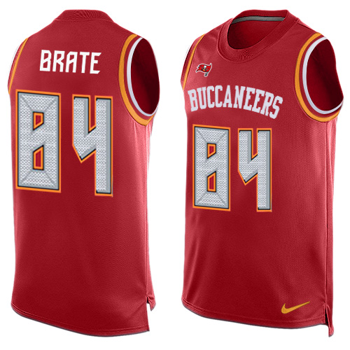 Men's Nike Tampa Bay Buccaneers #84 Cameron Brate Limited Red Player Name & Number Tank Top NFL Jersey