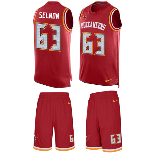Men's Nike Tampa Bay Buccaneers #63 Lee Roy Selmon Limited Red Tank Top Suit NFL Jersey