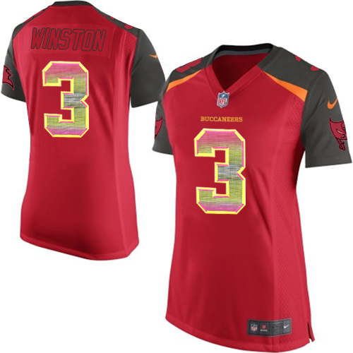Women's Nike Tampa Bay Buccaneers #3 Jameis Winston Limited Red Strobe NFL Jersey
