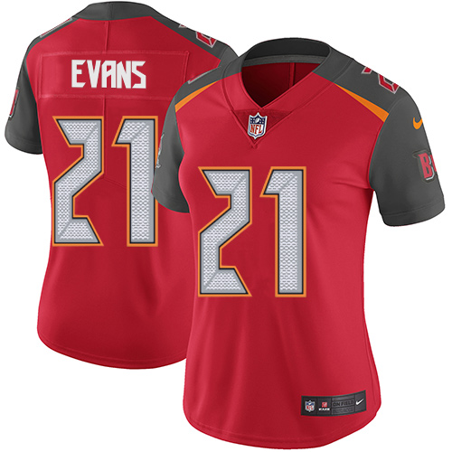Women's Nike Tampa Bay Buccaneers #21 Justin Evans Red Team Color Vapor Untouchable Elite Player NFL Jersey