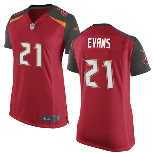 Women's Nike Tampa Bay Buccaneers #21 Justin Evans Game Red Team Color NFL Jersey