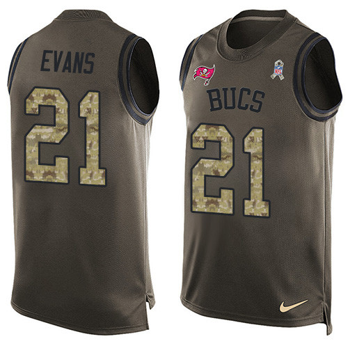 Men's Nike Tampa Bay Buccaneers #21 Justin Evans Limited Green Salute to Service Tank Top NFL Jersey