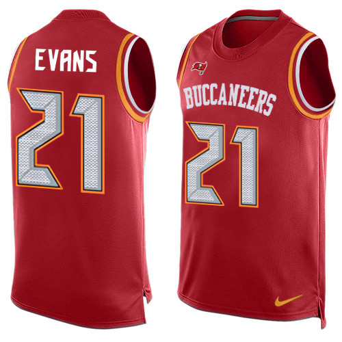 Men's Nike Tampa Bay Buccaneers #21 Justin Evans Limited Red Player Name & Number Tank Top NFL Jersey